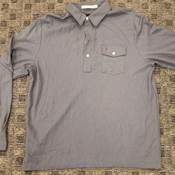 Criquet Men's Long Sleeve Players Gray Button Down Shirt - Picture 1 of 7